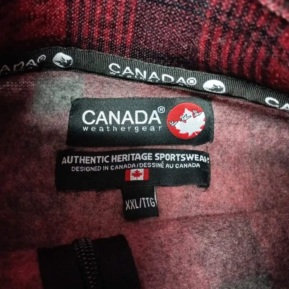 Canada Jacket Shacket Men's 2XL Red Buffalo Plaid‎ 1/4 Zip